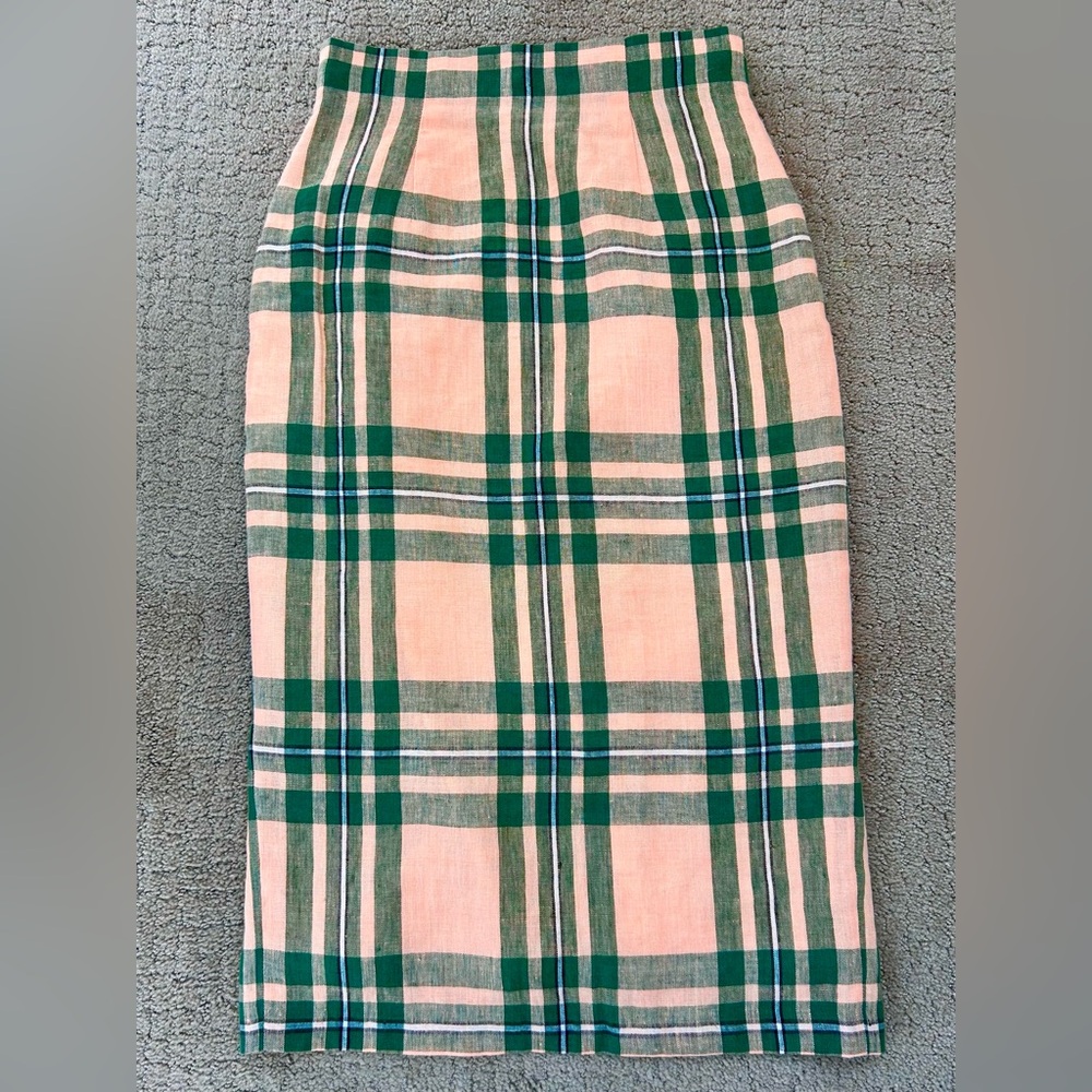 O’Neil of Dublin, Irish Tartan check Pencil skirt in linen